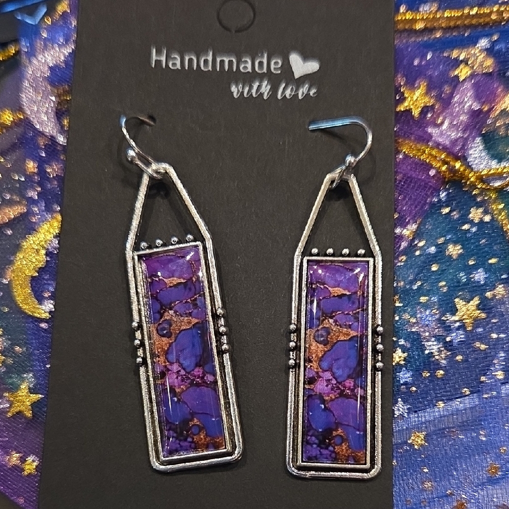 Handmade Purple and Silver Earrings